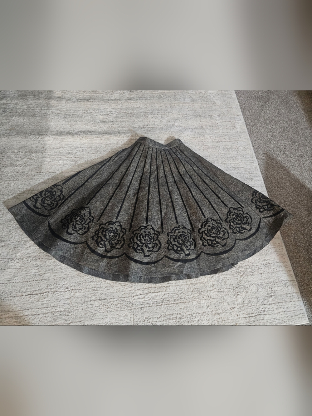 Vintage 50s Gray Felt Circle Skirt S